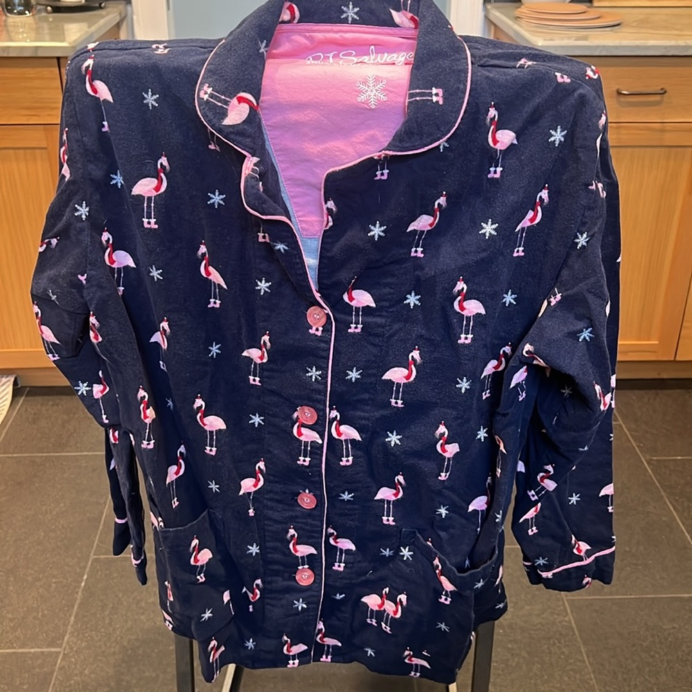 P. J. Salvage 100% Cotton Flannel Pajamas Flamingo Pattern Size M